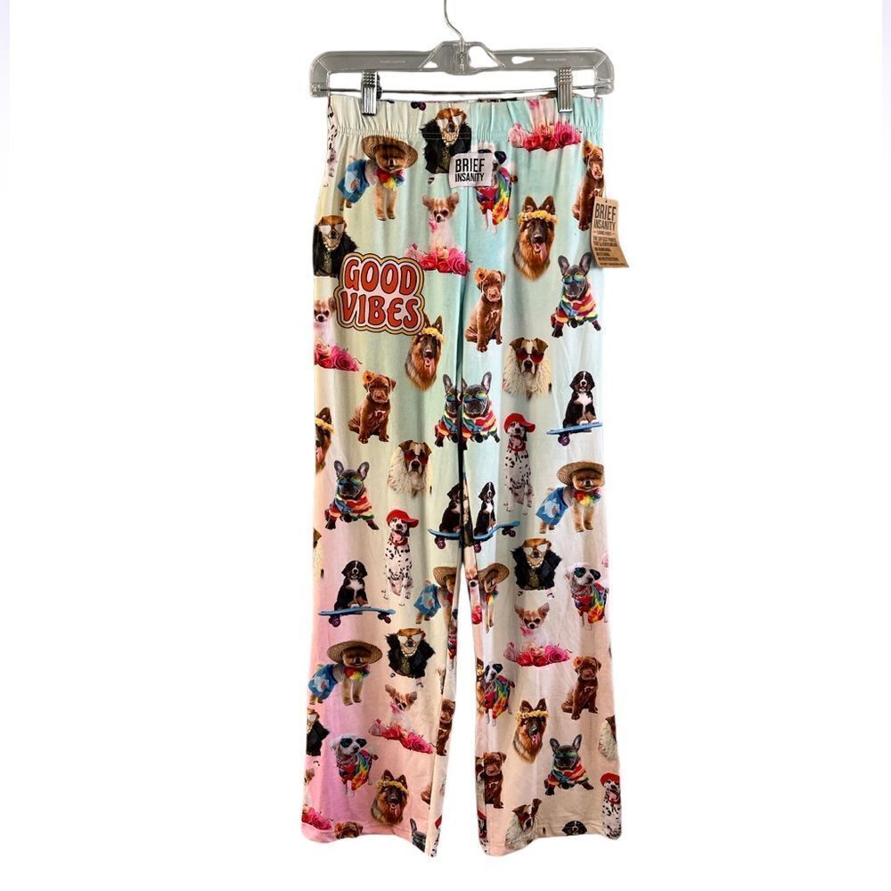 Women’s S “Brief Insanity” Soft Cozy Velvety New Sleep pants PJ’s￼ Dog Lovers